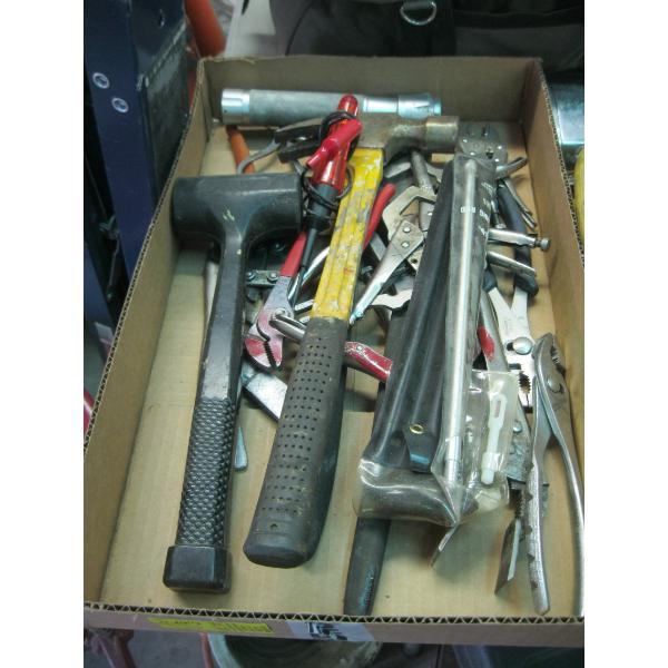 MISC. TOOLS - HAMMERS, GUN CLEANING KIT, VISE GRIPS, ETC.