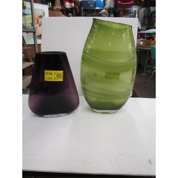 2 GLASS VASES 