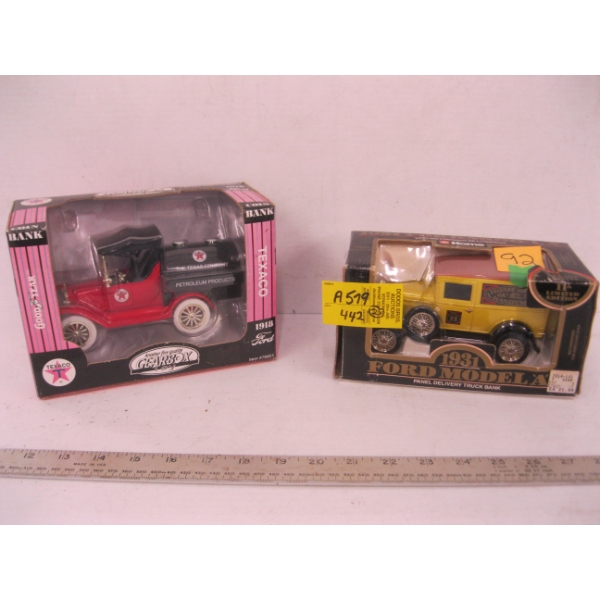 1931 FORD MODEL DIECAST COIN BANK & A 1918 FORD DIECAST TEXACO COIN BANK