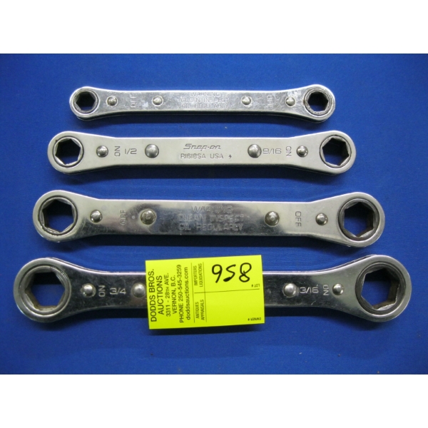 4 SNAP ON BOX END RATCHET WRENCHES