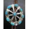 Image 2 : NAVAJO SILVER BOLO TIE W/TURQUOISE STONES