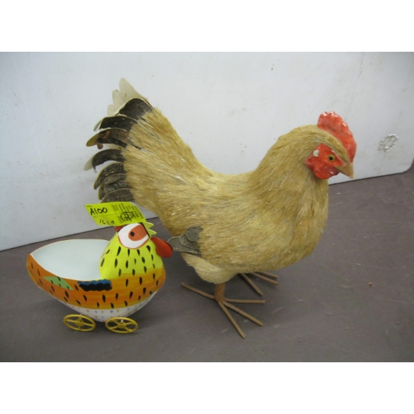 2 DECORATIVE CHICKENS