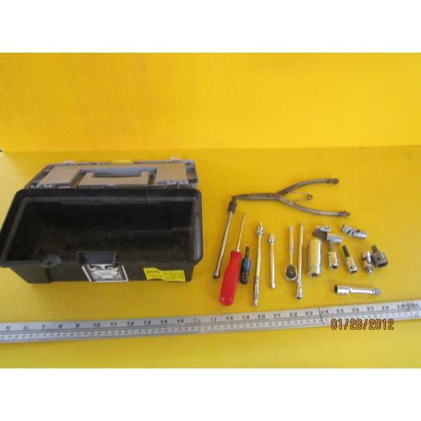 PLASTIC TOOLBOX W/MISC. TOOLS