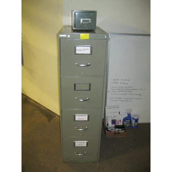 4 DRAWER FILING CABINET & SM. CARD FILING CABINET