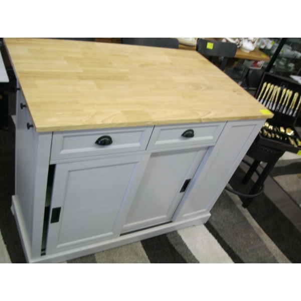 KITCHEN ISLAND W/FOLDING EXTENSION TABLE TOP