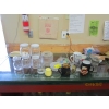 Image 1 : MISC. LIDDED CANNISTER JARS, SHOT GLASSES, BOTTLES, ETC.