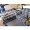 Image 1 : MATCHING BLUE & GOLD SOFA & LOVESEAT