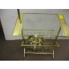 Image 2 : GLASS & BRASS NEWSPAPER LAMP STAND & 2 GLASS & BRASS LIGHT FIXTURES