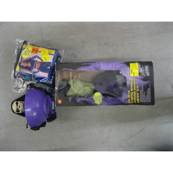 ASST. HALLOWEEN ITEMS: DANCING MONSTER, CHILDREN'S COSTUME, ETC.