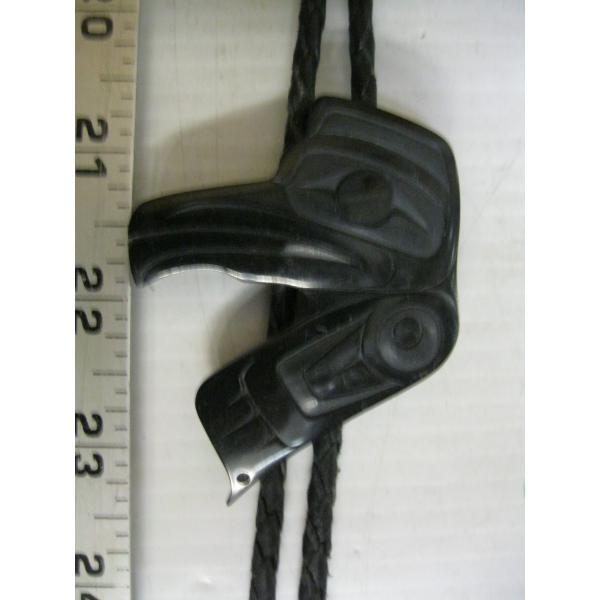 CARVED ARGELITE NAVAJO BOLO TIE