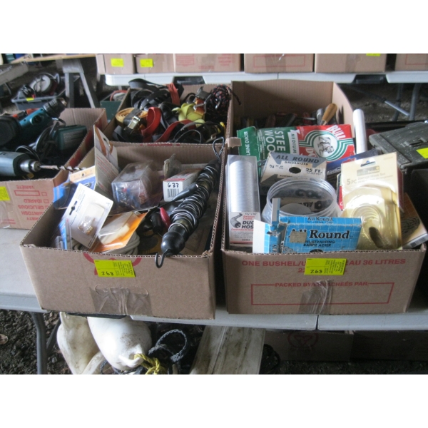2 BOXES OF MISC. WIRE, HOSE DUCT, ETC.