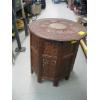 Image 1 : CARVED &  INLAID ROUND TOP FOLDING BASE TABLE
