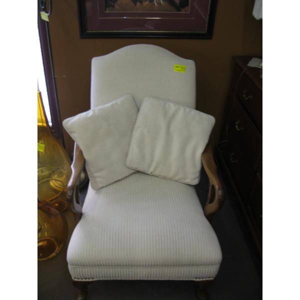 UPHOLSTERED OFF WHITE CHAIR W/CUSHIONS