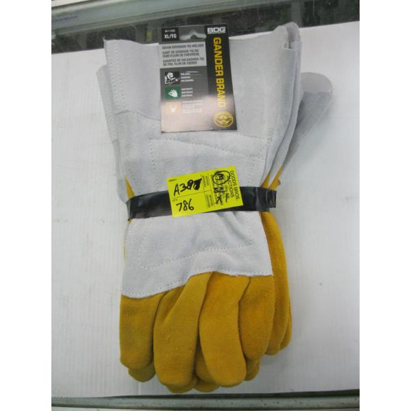 3 PAIR OF GANDER BRAND XL LEATHER WELDING GLOVES