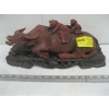 Image 1 : WOODEN CARVED FIGURINE OF BULL ON STAND