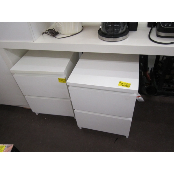 2 WHITE 2 DRAWER CABINETS