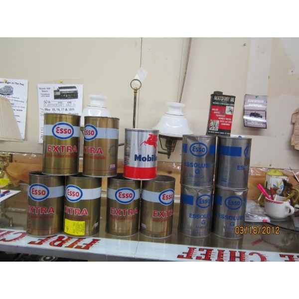 MOSTLY EMPTY (4 FULL) ESSO OIL TINS