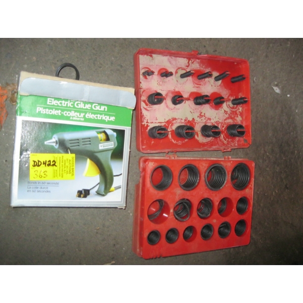 GLUE GUN & A CASE OF O RINGS