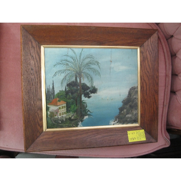 ORIGINAL OIL PAINTING OF PALM TREE & SAILBOATS