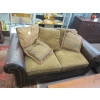 Image 2 : LEATHER LIKE BROWN LOVESEAT W/CUSHIONS - 1 END DAMAGED