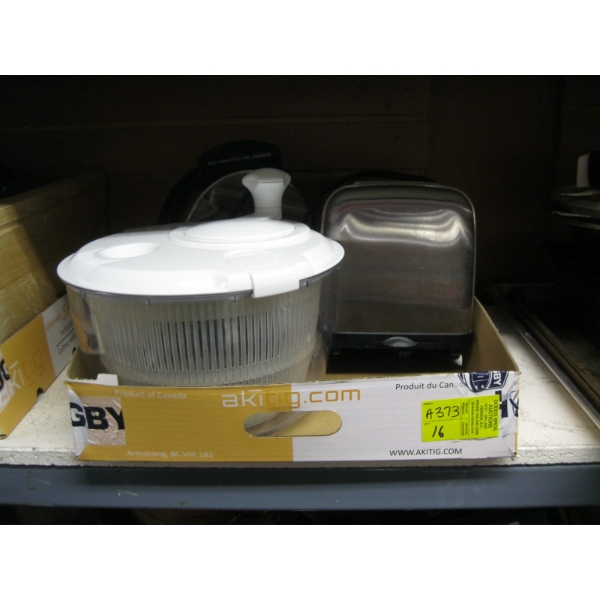 TOASTER, SALAD SPINNER & A WAFFLE MAKER