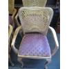 Image 3 : SET OF 4 WOOD FRAMED UPHOLSTERED SEAT, CANE BACK DINING CHAIRS
