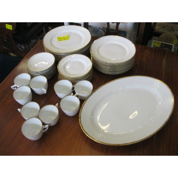 SET OF B&G DANISH GOLD RIMMED WHITE DISHES