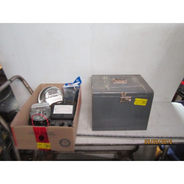 METAL BOX, ELECTRICAL METERS, VOLT OHM METER, ETC.