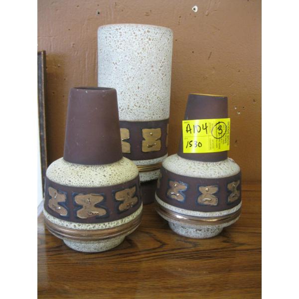 3 MATCHING MCM VASES