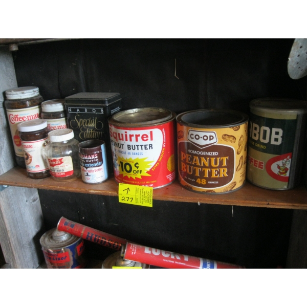 ASST. HONEY,  PEANUT BUTTER TINS, ETC.
