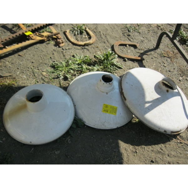 3 WHITE ENAMEL LAMPSHADES