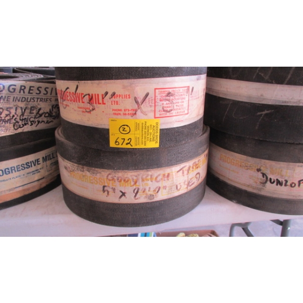 2 DRIVE BELTS - 5"X16'3" & 5"X23'8"