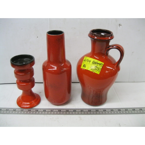 3 GERMAN MID CENTURY MODERN VASES
