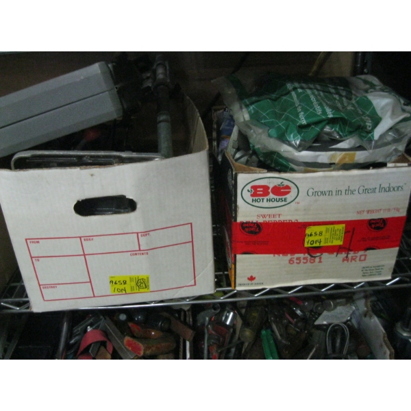 2 BOXES OF MISC. TOOLS, BATTERY CHARGERS & MISC.