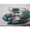 Image 2 : TURQUOISE & SILVER BELT BUCKLE W/BELT ENDS