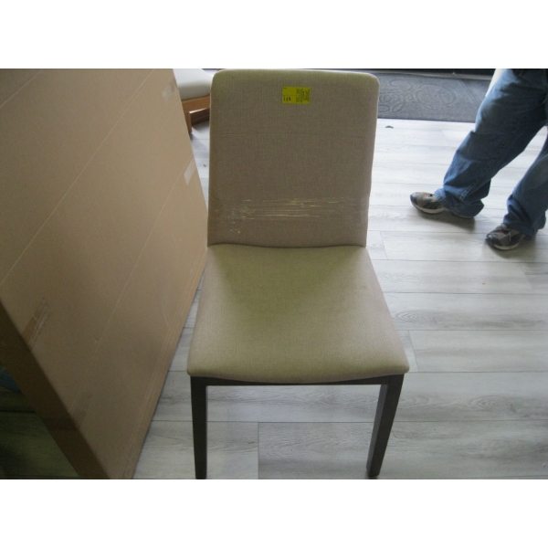 LIGHT UPHOLSTERED DINING CHAIR, WOOD FRAMED