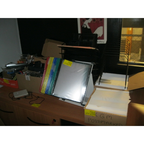 ASST. OFFICE ITEMS INCL. PENS, CLIPS, FILE FOLDERS, BANKERS BOXES, ETC.