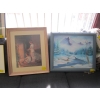 Image 1 : ORIGINAL PAINTING OF STREAM AND MOUNTAINS & PRINT OF CHILDREN WARMING BY FIRE