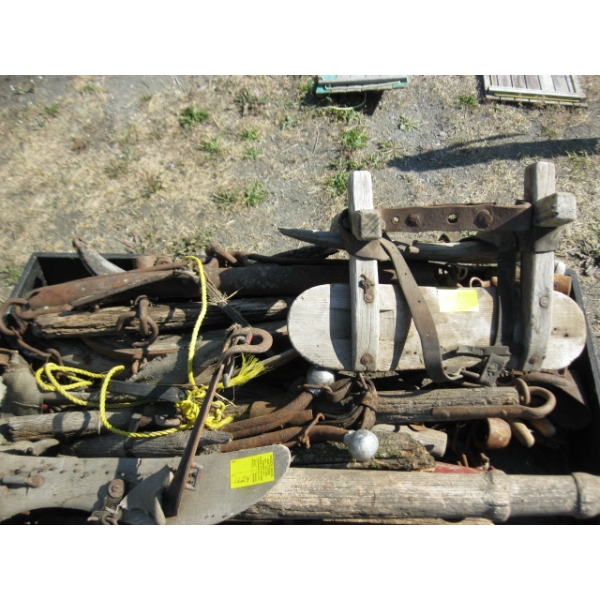 ASST. SINGLE TREES, PACK SADDLES, HORSE HAYNES, ETC.