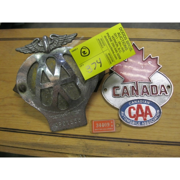 2 EMBLEM PLATES - AA & CAA