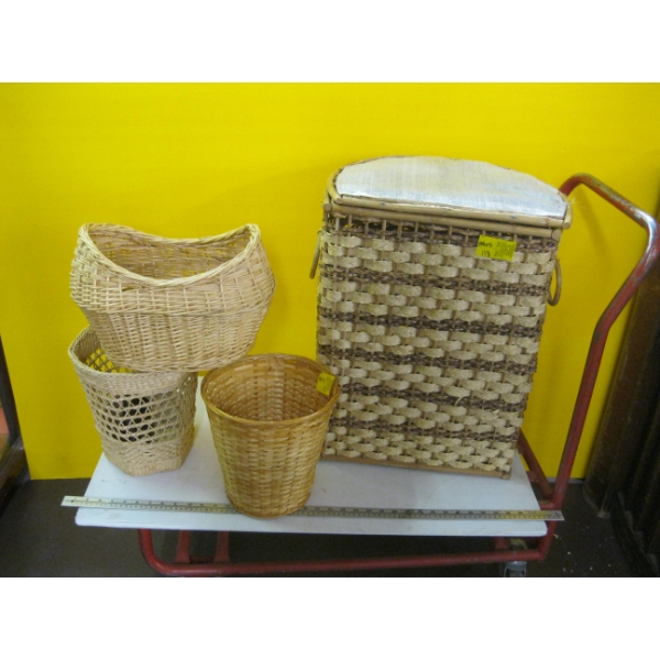 WOVEN LAUNDRY BASKET W/ASST. BASKETS