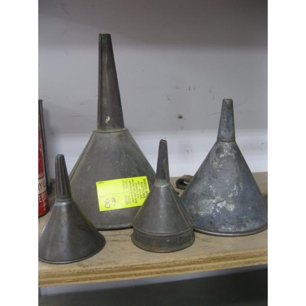 COLLECTION OF 4 FUNNELS