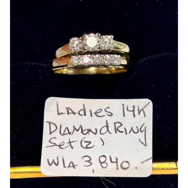 LADIES 14KT DIAMOND RING SET (2) W/APPRAISAL - $3,840. - SZ 7 1/2