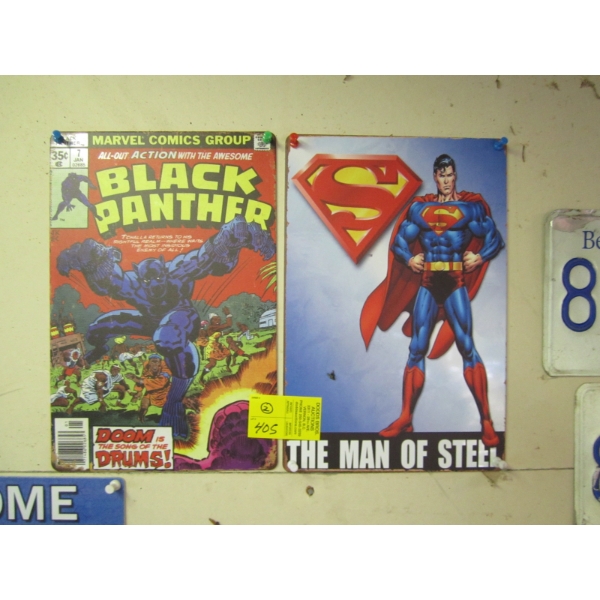 BLACK PANTHER & MAN OF STEEL SUPERMAN METAL SIGNS