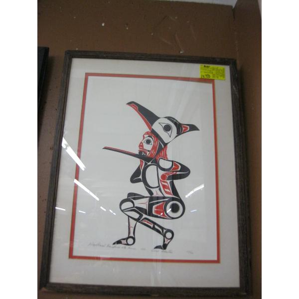 FRAMED HAIDA PRINT BY ROBERT SEBASTIAN, NUMBERED