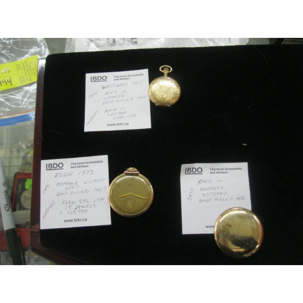 MISC. GOLD FILLED POCKET WATCHES/PIECES