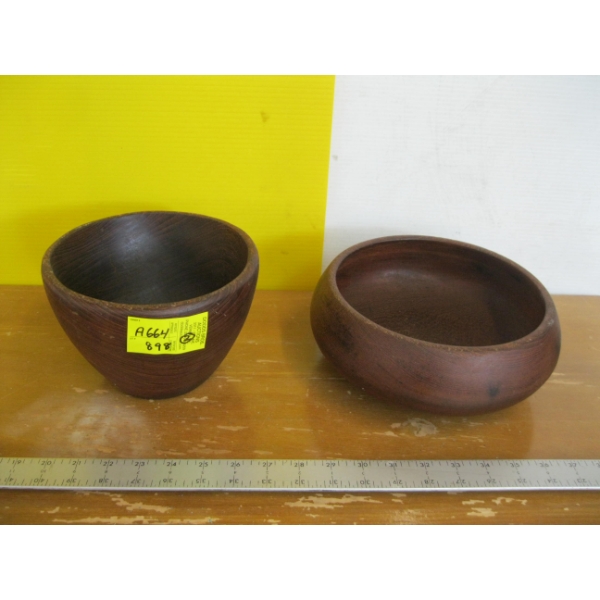 2 WOODEN BOWLS