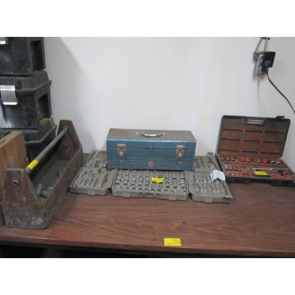 2 PART SOCKET SET CONTAINERS & TOTE W/ASST. SOCKETS