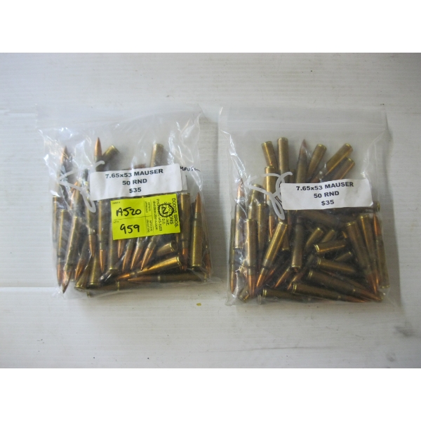 2 BAGS OF 50 ROUNDS MAUSER 7.65X53