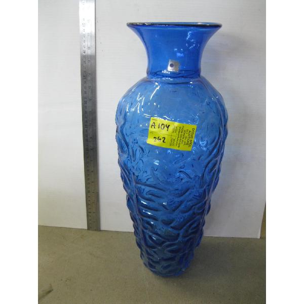 LG. BLUE BLENKO GLASS VASE